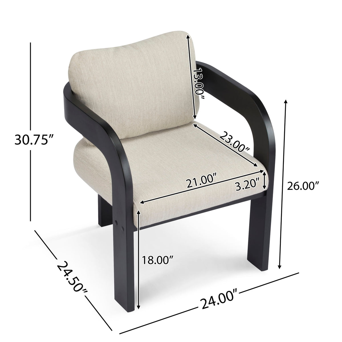 Dining Chairs With Pillow Back (Set of 2) - Beige / Black