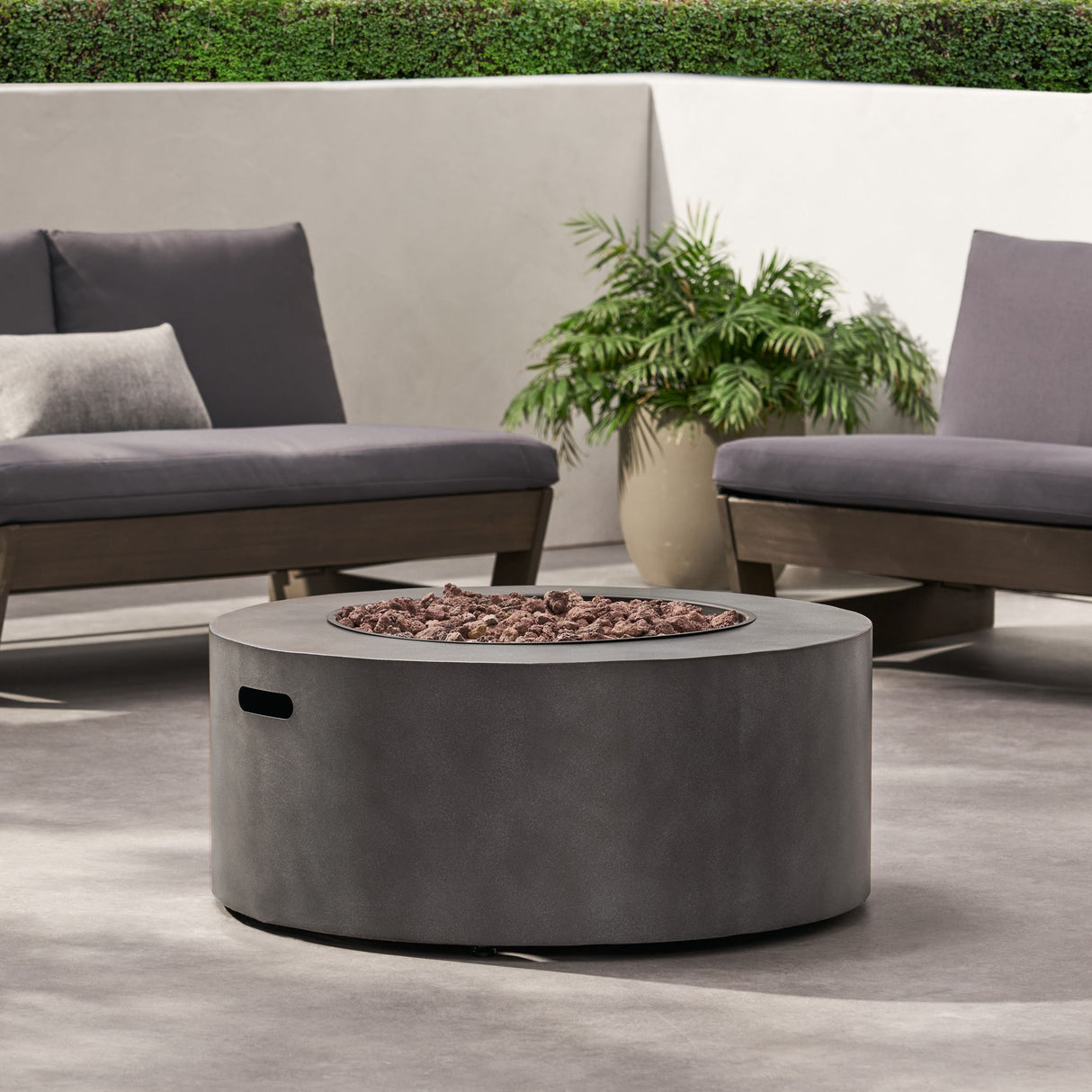 Round Propane Fire Pit Table Modern Outdoor Patio Heater 40000 BTU