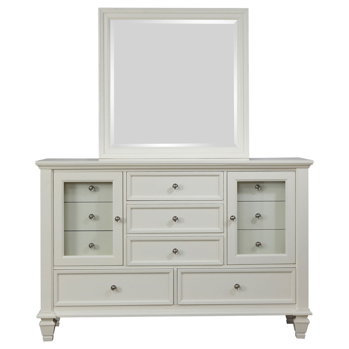 Dennis - 11 Drawer Dresser With Mirror - Cream White