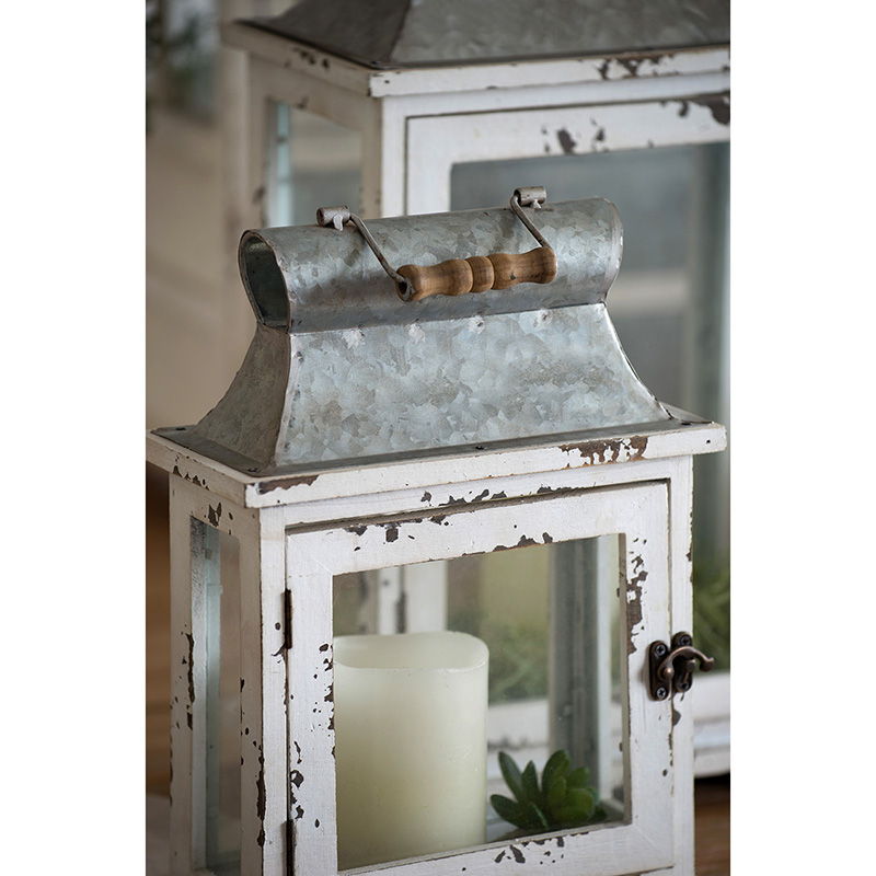 Wooden Candle Lantern Decorative, Hurricane Lantern Holder Decor For Indoor Outdoor, Home Garden Wedding - White - Lanterns - Alpine Outlets