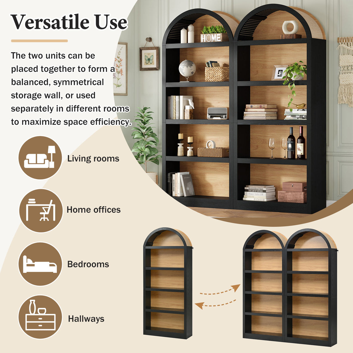 Freestanding Tall Bookshelves (Set of 2)