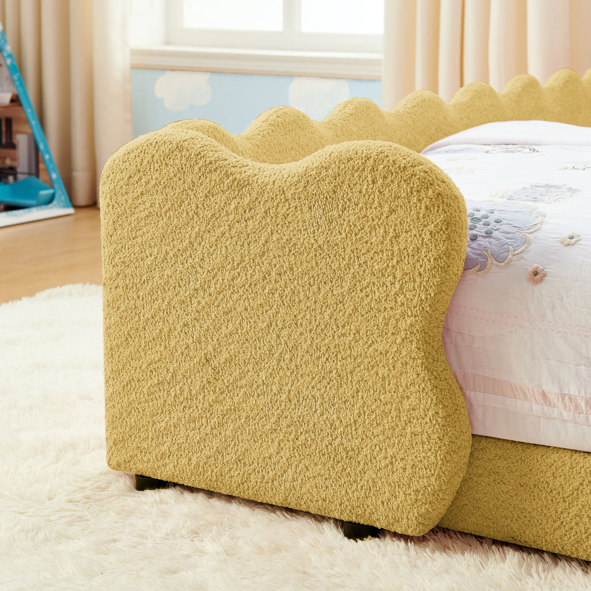 Cute Dinosaur Shaped Bed With Safety Guardrail, Toddler Frame