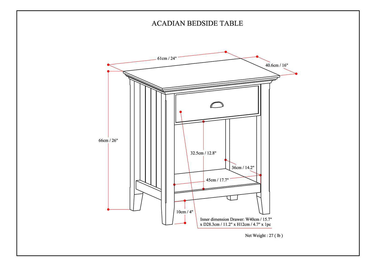 Acadian - Bedside Table - Rustic Natural Aged Brown