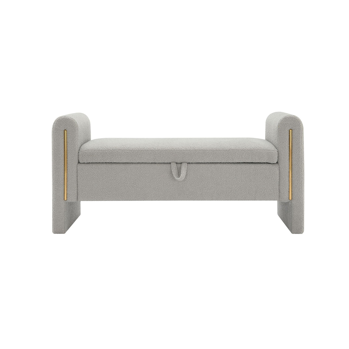 Modern Teddy Upholstered Large Bed End Bench With Arms And Storage