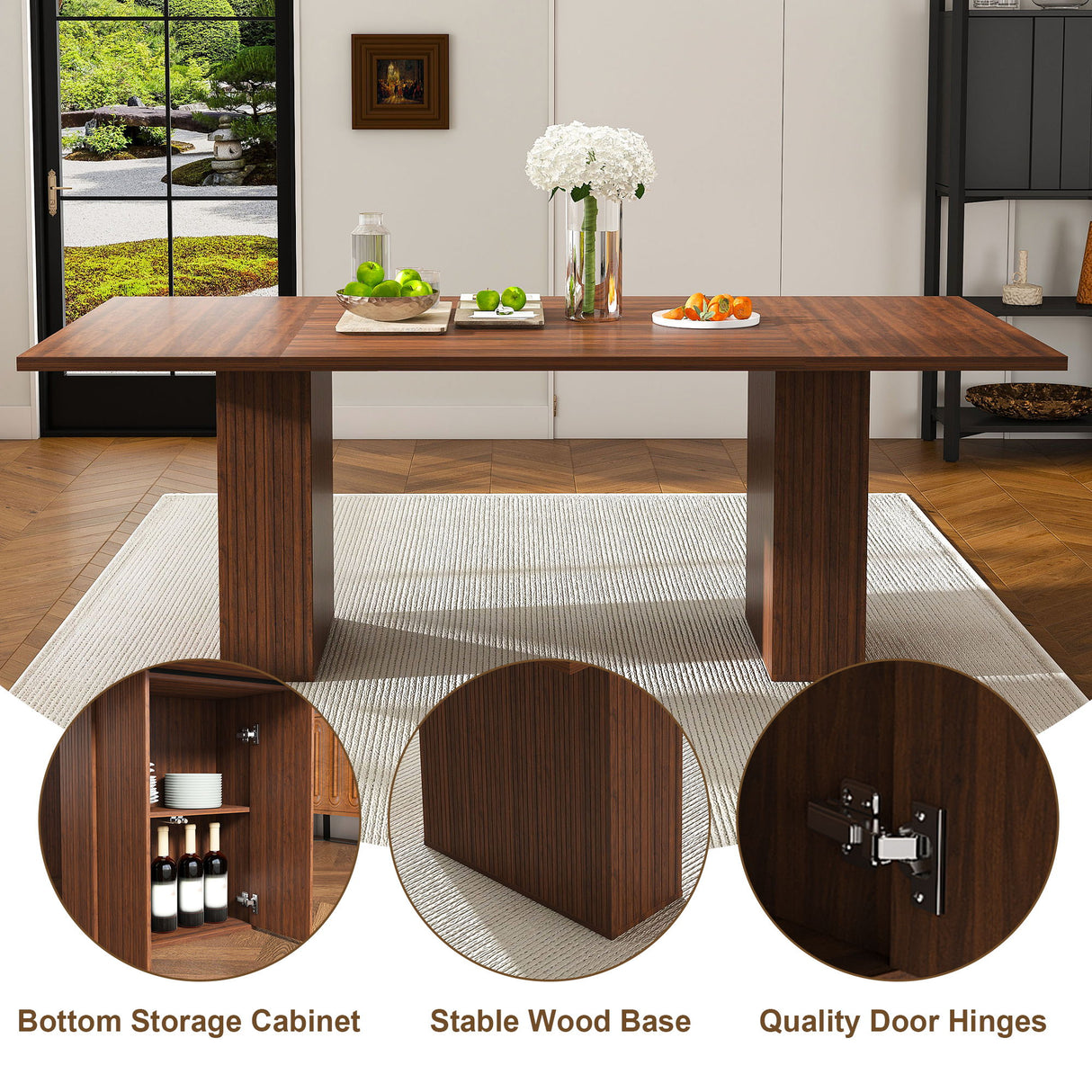 Rectangular Dining Table With Storage Base - Walnut