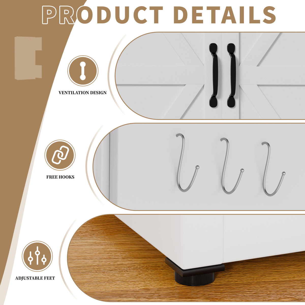 Kitchen Pantry Cabinet With Adjustable Shelves, Heavy Duty Storage - White