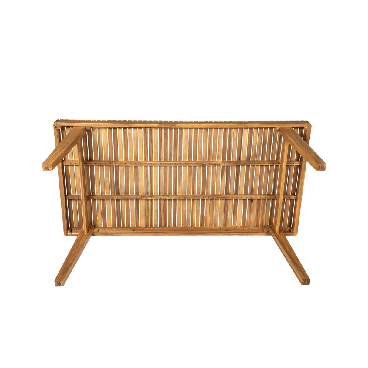 Outdoor Dining Table With Slatted Top, Ideal For Patio
