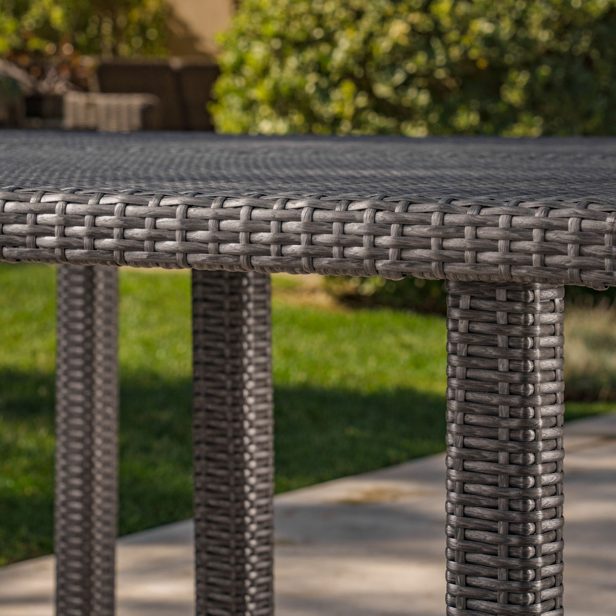 Outdoor Square Rattan Wicker Dining Table - Gray
