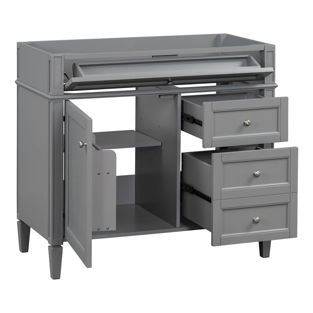 Bathroom Vanity With 2 Drawers And Tip-Out Drawer, Storage Cabinet