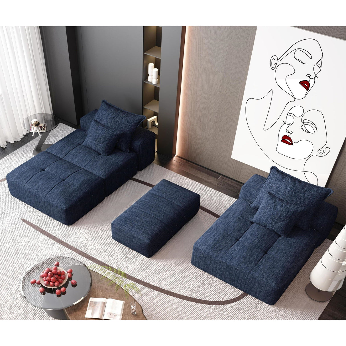 Modern Oversized Diy Combination Modular Sectional Sofa With Pillows