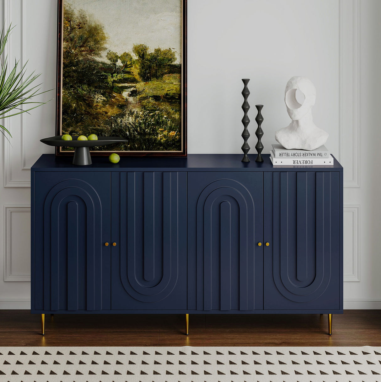 Modern 4 Door Sideboard Buffet Server Cabinet 60in x 33in