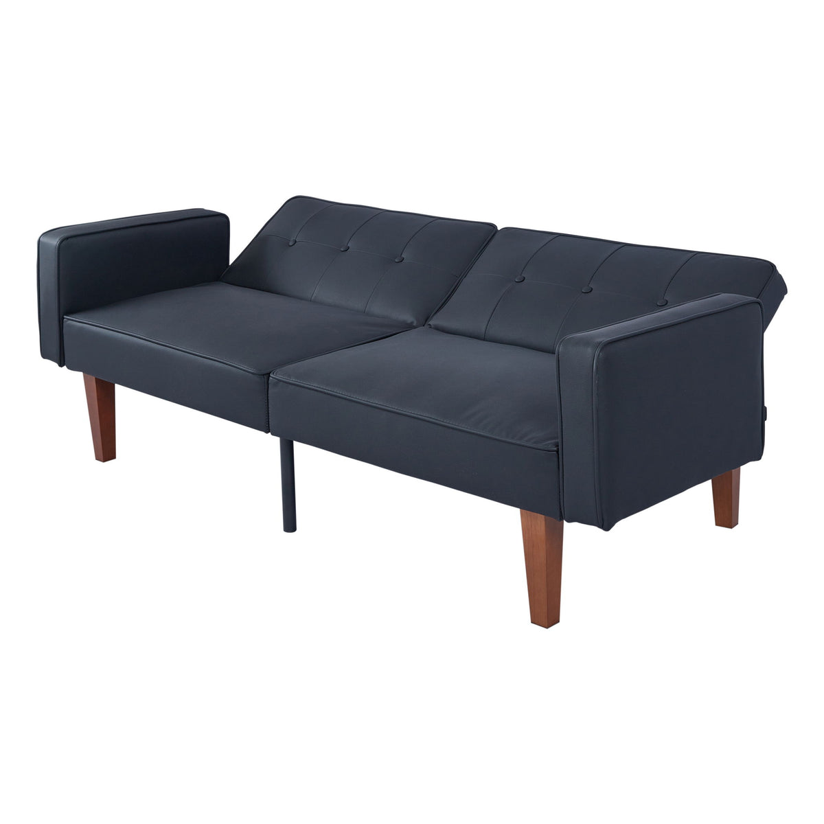 Convertible Futon Sofa Bed With Adjustable Split Back, Twin Size Sleeper Couch - Black