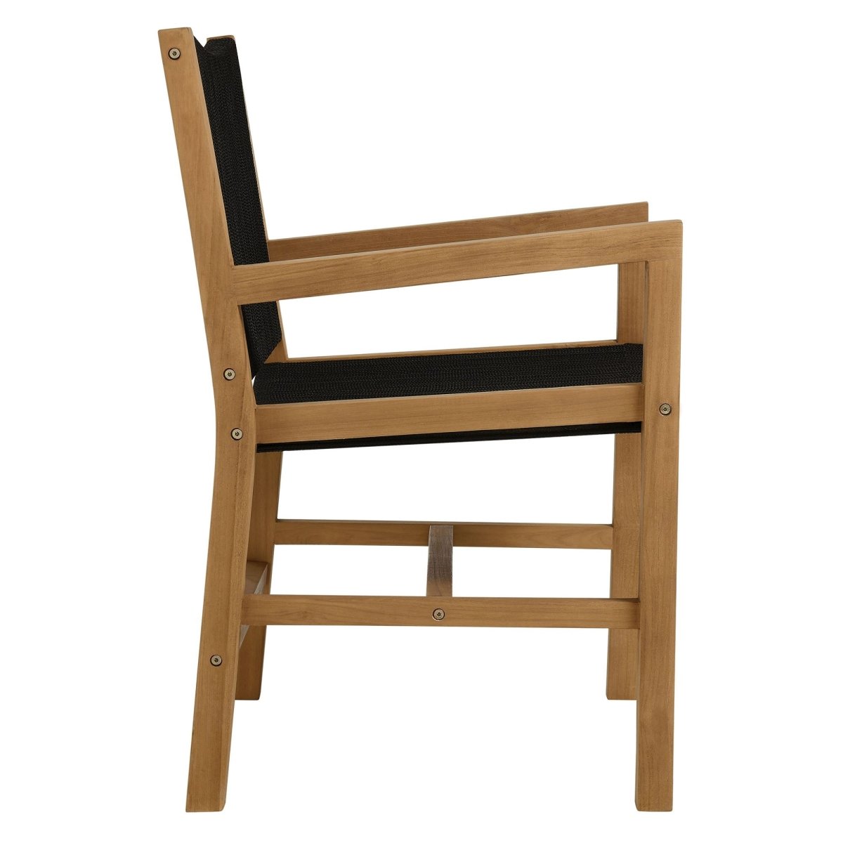 7-Piece Extendable Outdoor Teak and Rope Dining Set with Armless Chair – Natural and Black - Outdoor - Alpine Outlets
