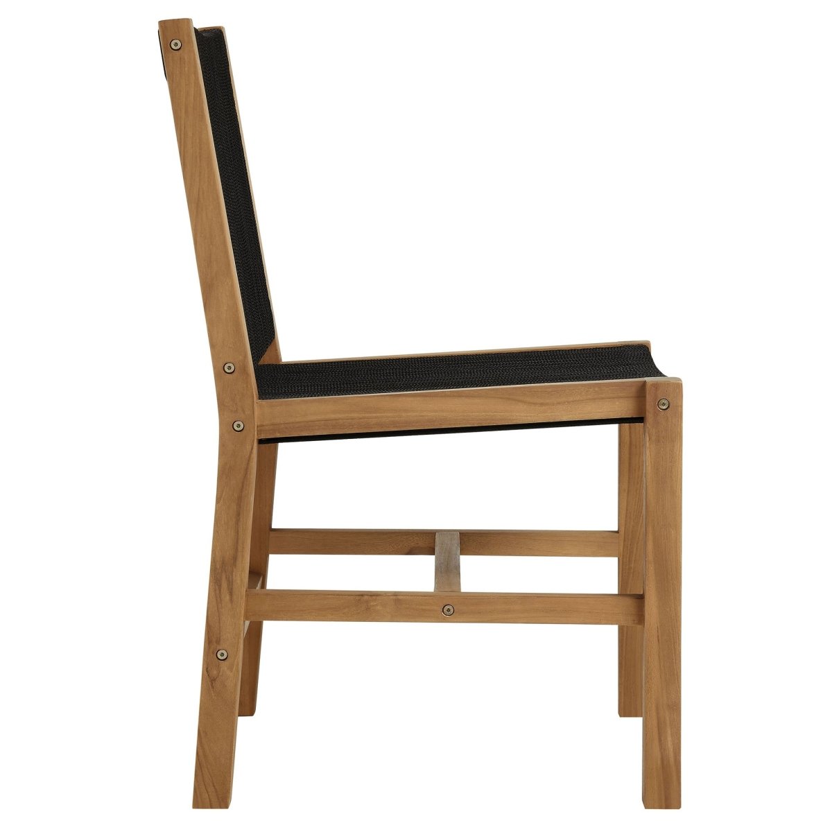 7-Piece Extendable Outdoor Teak and Rope Dining Set with Armless Chair – Natural and Black - Outdoor - Alpine Outlets