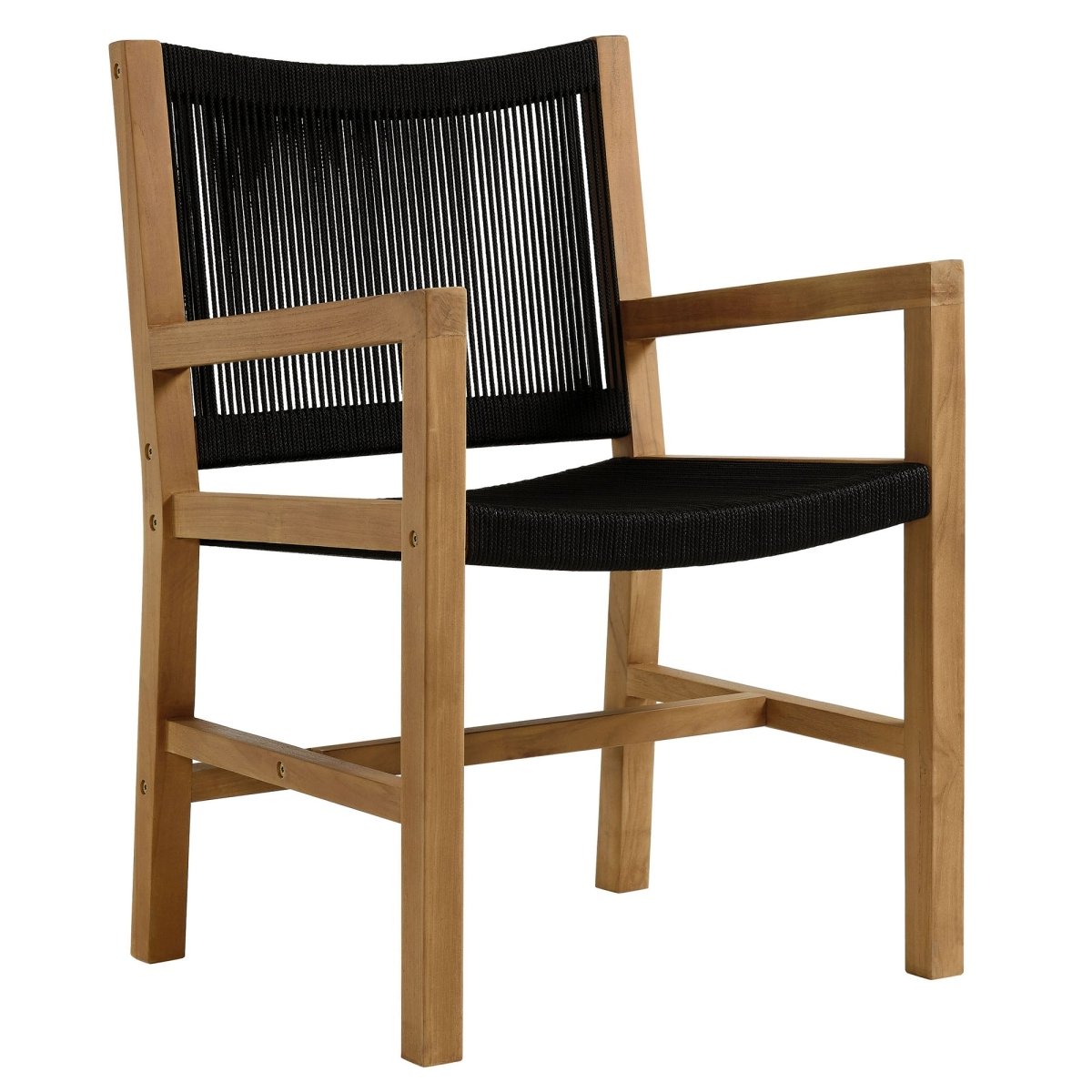 7-Piece Extendable Outdoor Teak and Rope Dining Set with Armless Chair – Natural and Black - Outdoor - Alpine Outlets