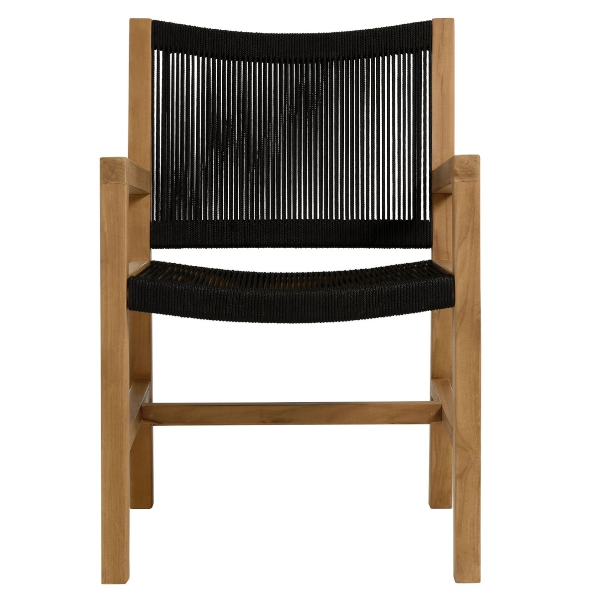 7-Piece Extendable Outdoor Teak and Rope Dining Set with Armless Chair – Natural and Black - Outdoor - Alpine Outlets