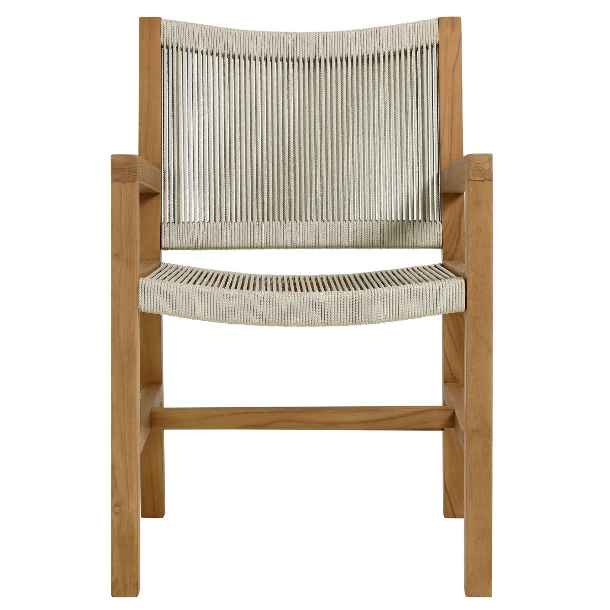 7-Piece Extendable Outdoor Teak and Rope Dining Set with Armless Chair – Natural Finish - Outdoor - Alpine Outlets