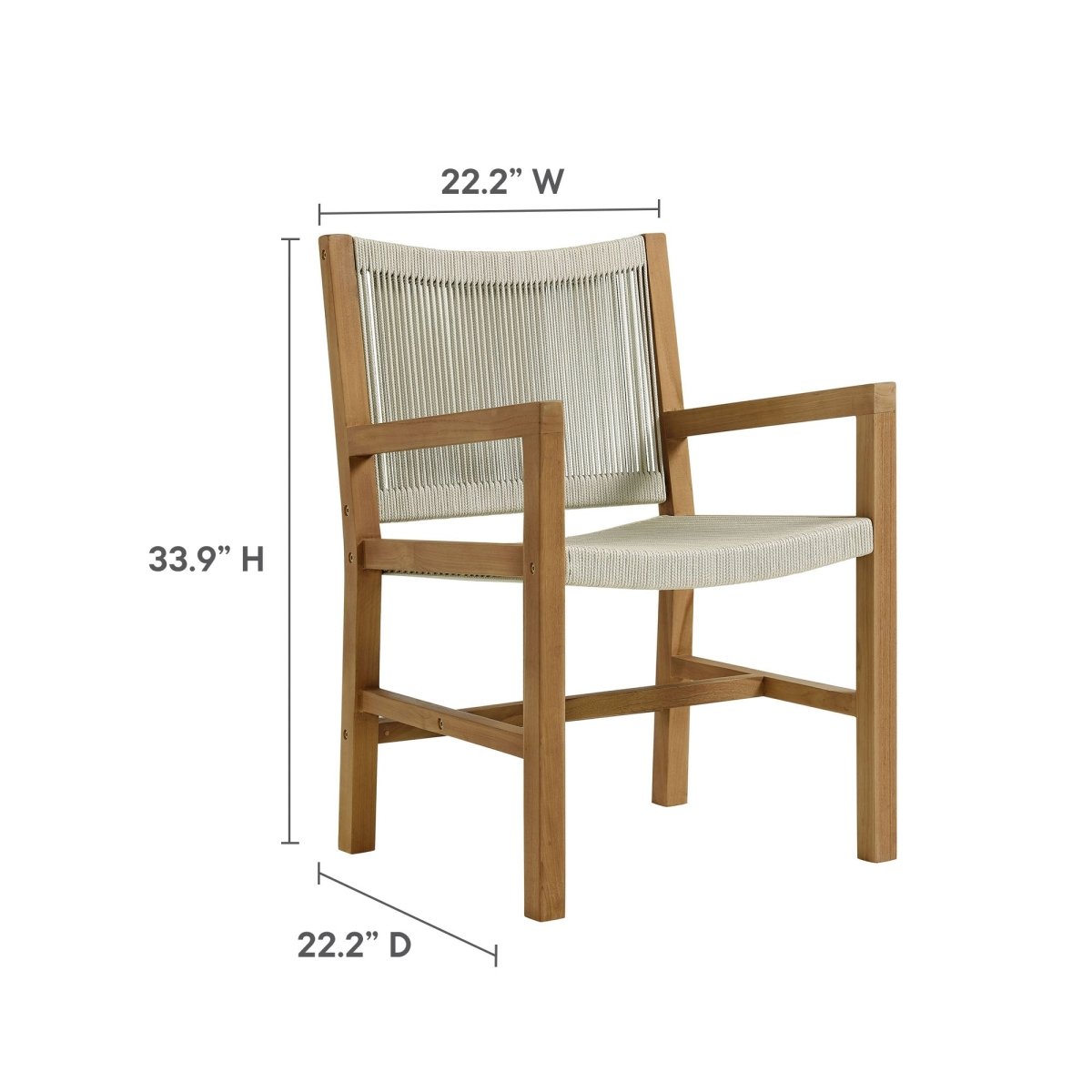 7-Piece Extendable Outdoor Teak and Rope Dining Set with Armless Chair – Natural Finish - Outdoor - Alpine Outlets