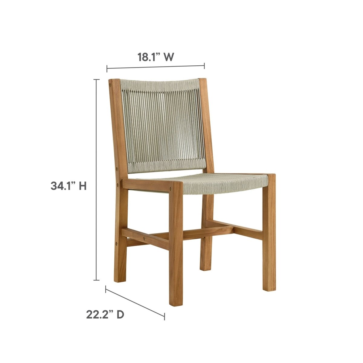 7-Piece Extendable Outdoor Teak and Rope Dining Set with Armless Chair – Natural Finish - Outdoor - Alpine Outlets