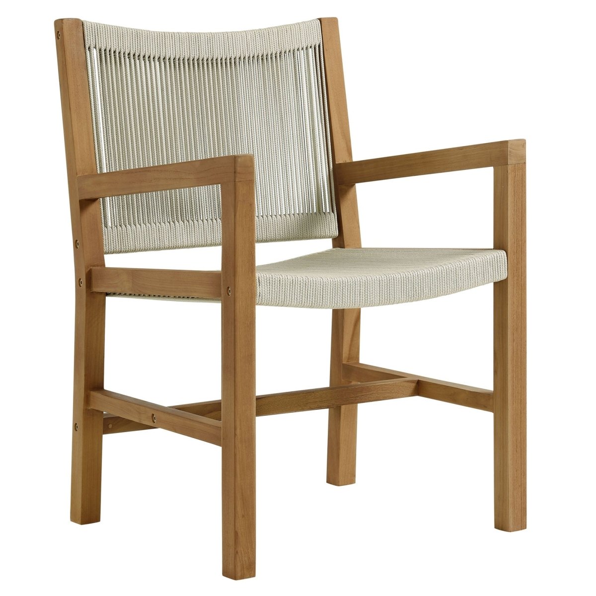 7-Piece Extendable Outdoor Teak and Rope Dining Set with Armless Chair – Natural Finish - Outdoor - Alpine Outlets
