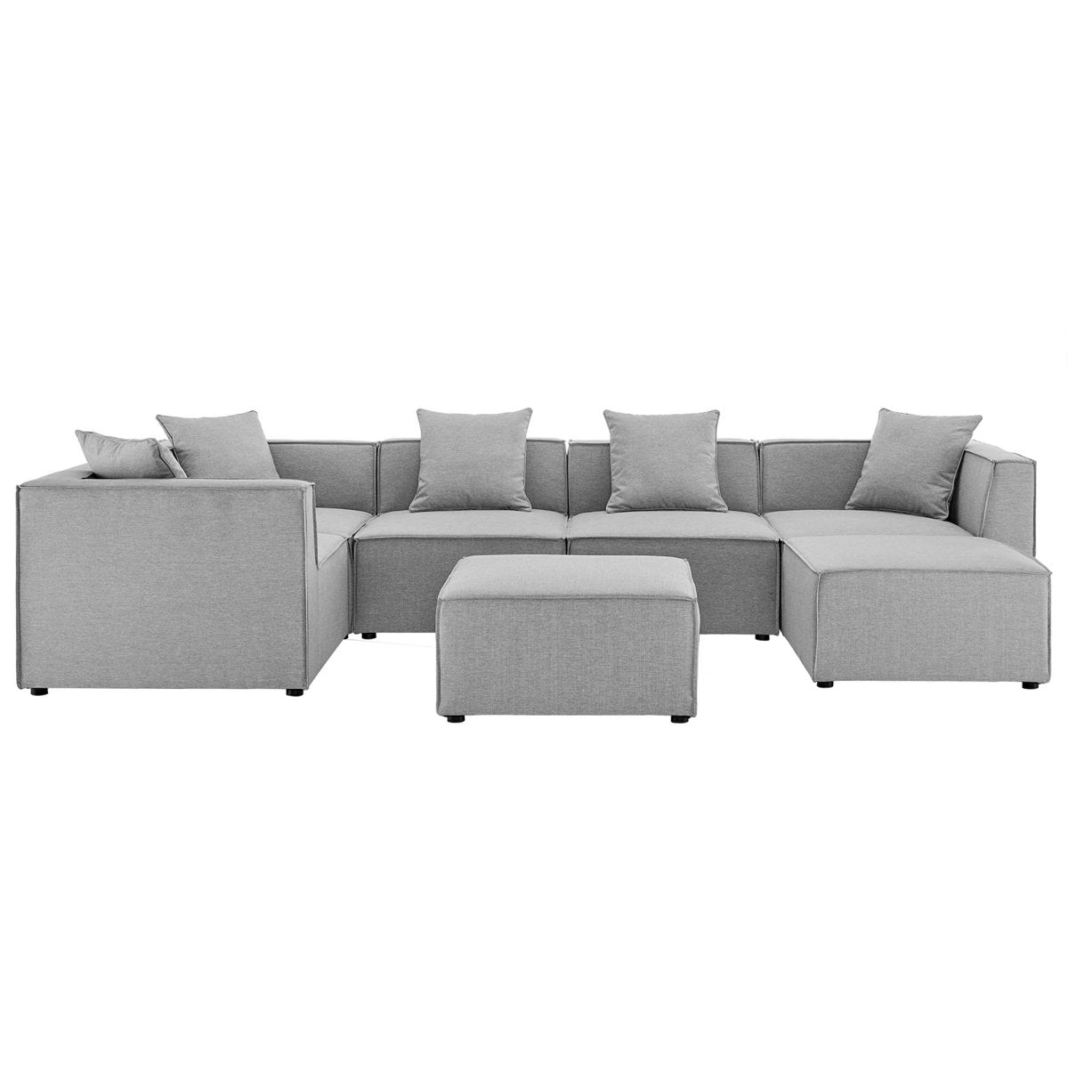 35" 7-Piece Modern Upholstered Outdoor Sectional Sofa – Gray - Outdoor - Alpine Outlets
