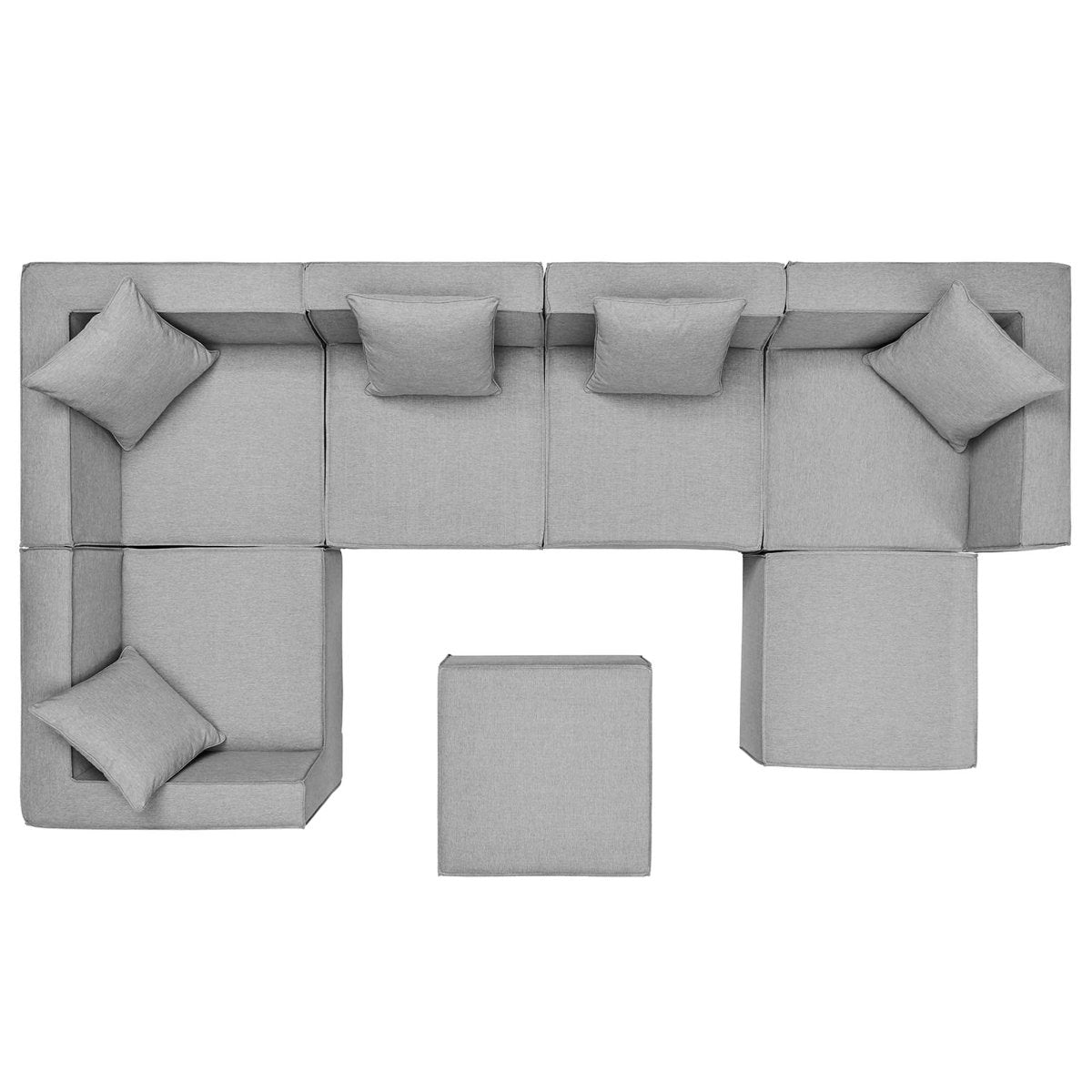 35" 7-Piece Modern Upholstered Outdoor Sectional Sofa – Gray - Outdoor - Alpine Outlets