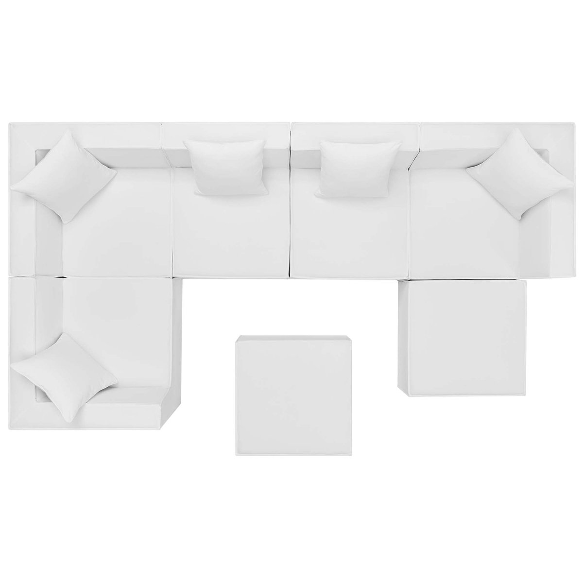 35" 7-Piece Modern Upholstered Outdoor Sectional Sofa – White - Outdoor - Alpine Outlets