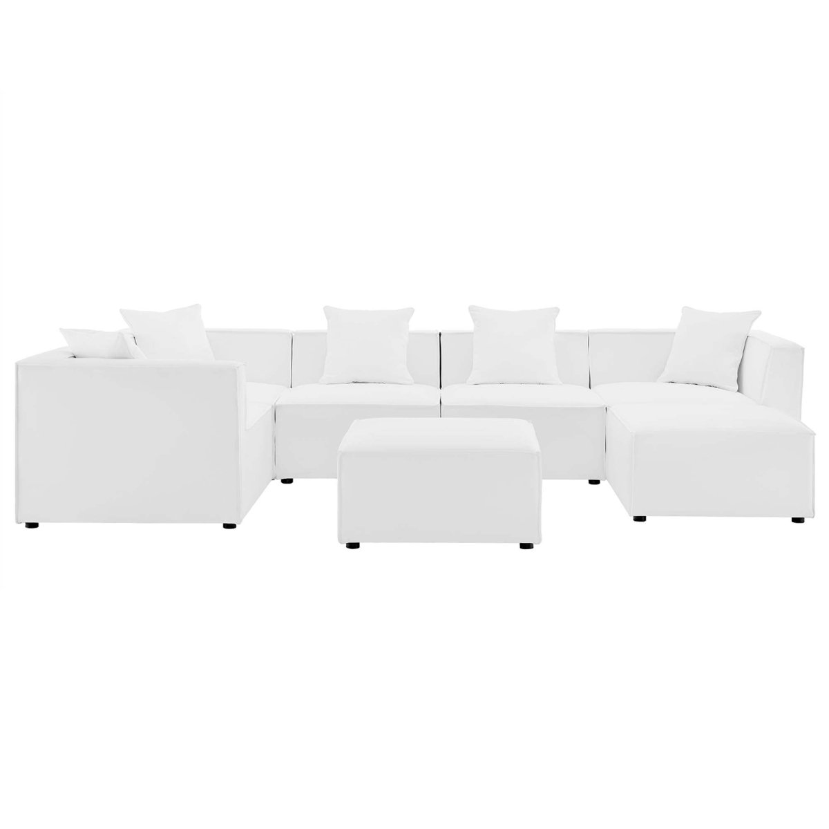 35" 7-Piece Modern Upholstered Outdoor Sectional Sofa – White - Outdoor - Alpine Outlets