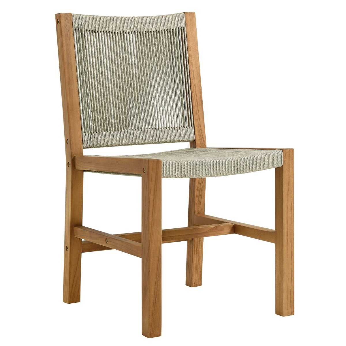 7-Piece Teak Wood and Rope Outdoor Dining Set with Armless Chairs – Natural Finish - Outdoor - Alpine Outlets