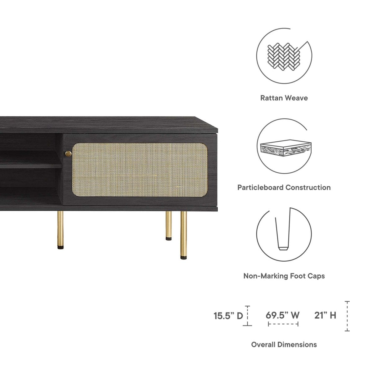 70 Inch Modern Rattan Sliding Door TV Stand - TV Stands available at Alpine Outlets in Denver