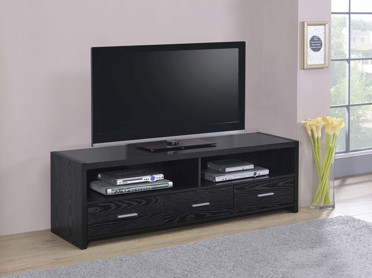Alton 3-Drawer TV Stand, Black Oak - 61 Inches