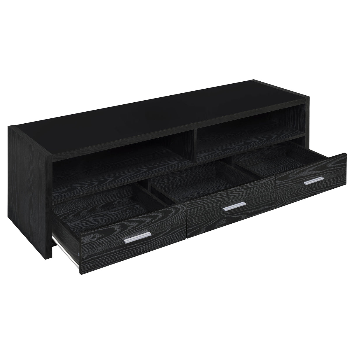 Alton 3-Drawer TV Stand, Black Oak - 61 Inches