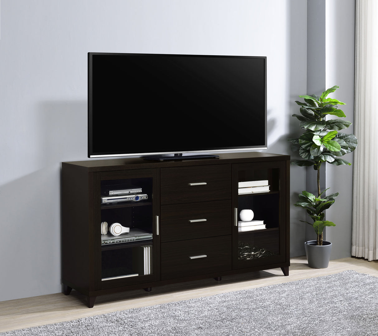 Lewes 60-inch TV Stand, Cappuccino Engineered Wood