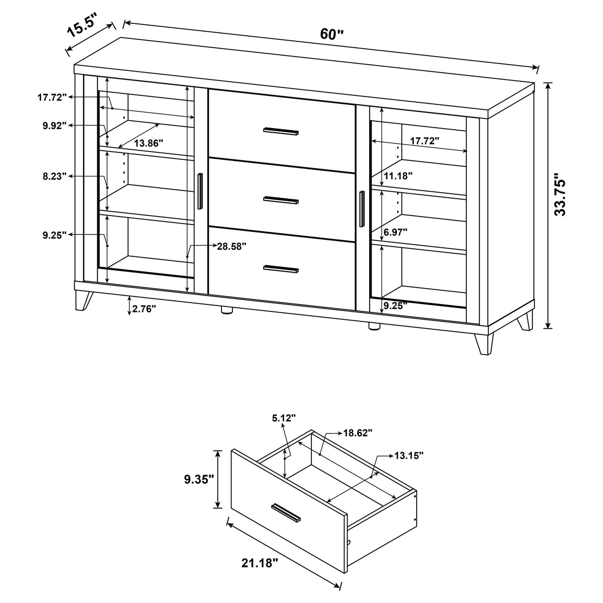 Lewes 60-inch TV Stand, Cappuccino Engineered Wood