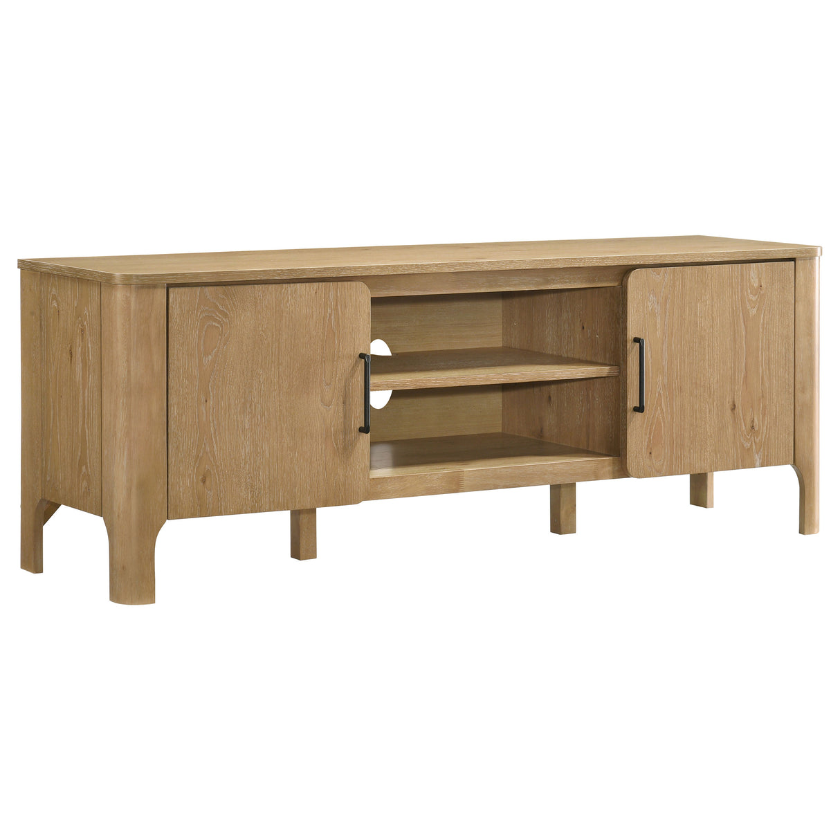 Rowe 65-inch 2-Door Wood TV Stand, Light Oak
