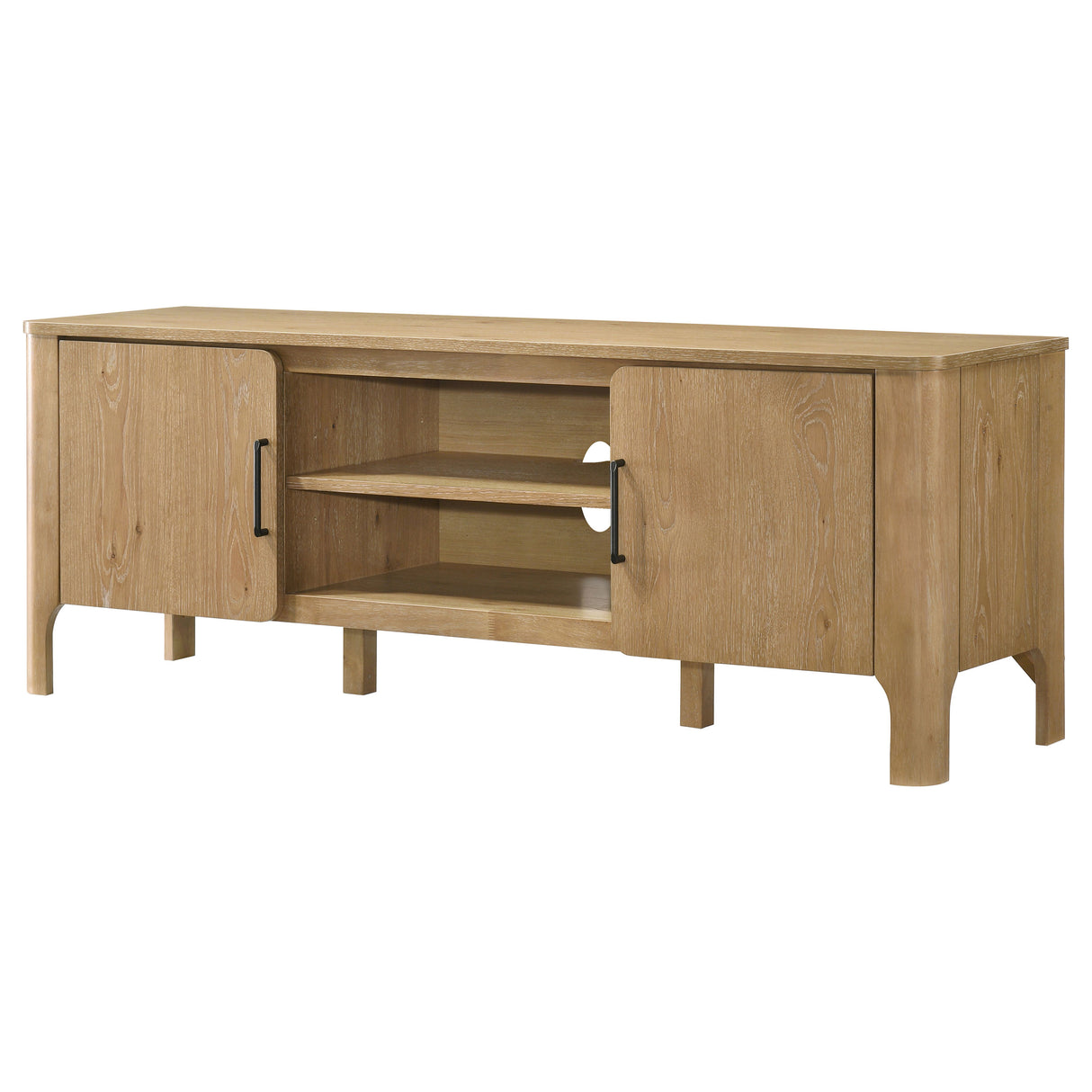 Rowe 65-inch 2-Door Wood TV Stand, Light Oak