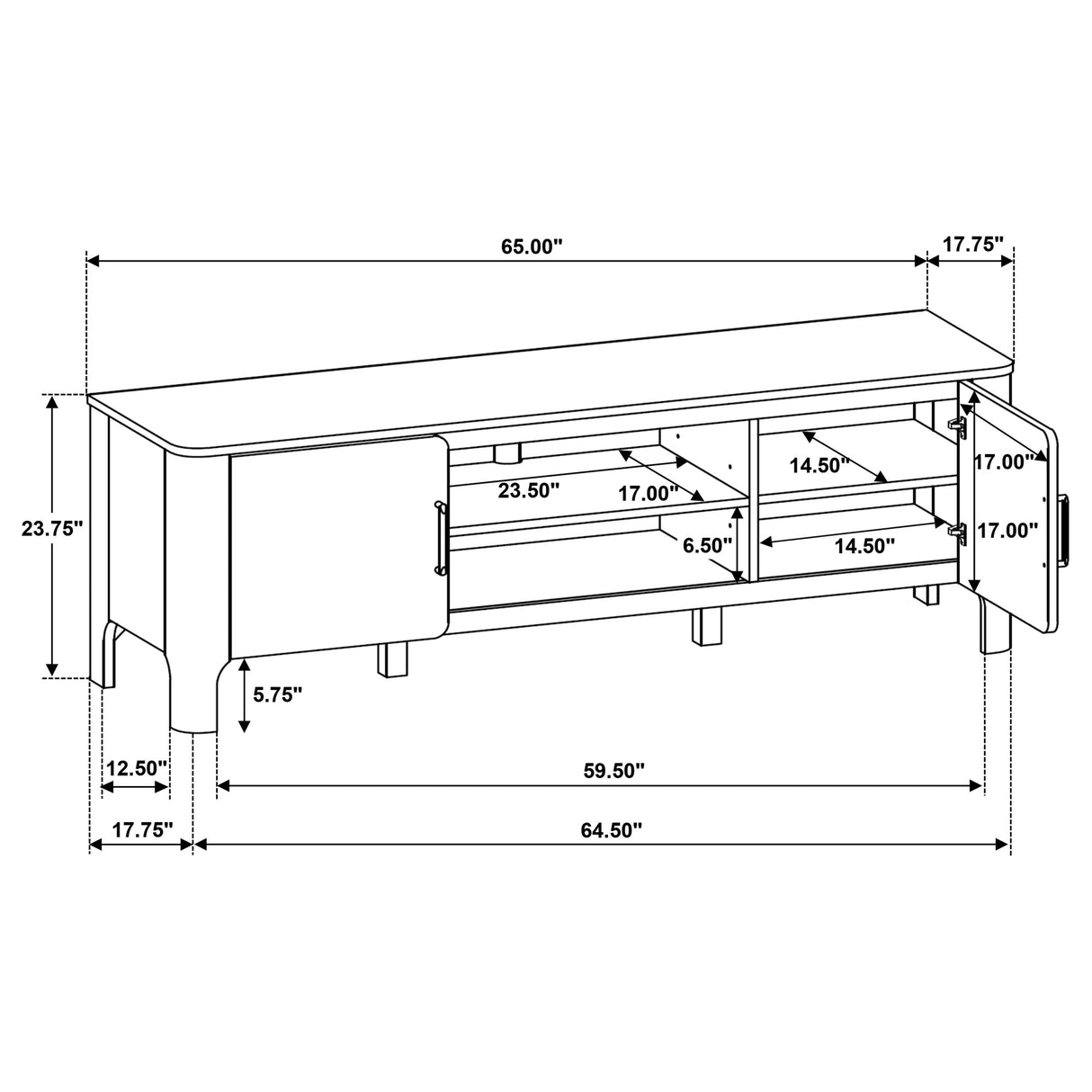 Rowe 65-inch 2-Door Wood TV Stand, Light Oak