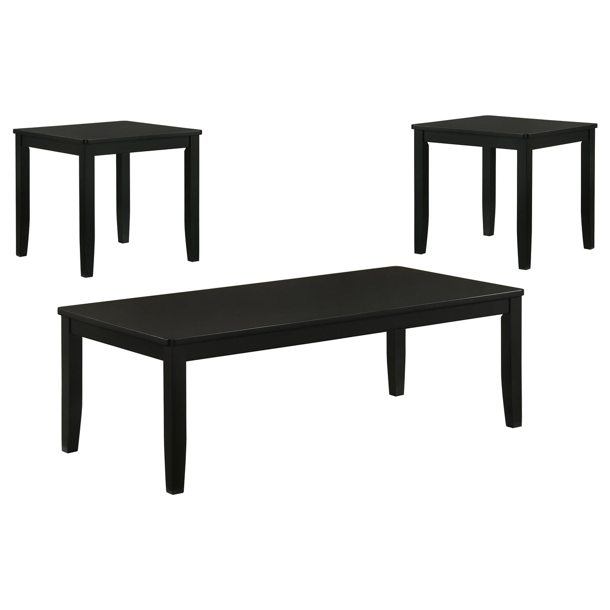 Black Rubberwood Coffee Table 3-Piece Set