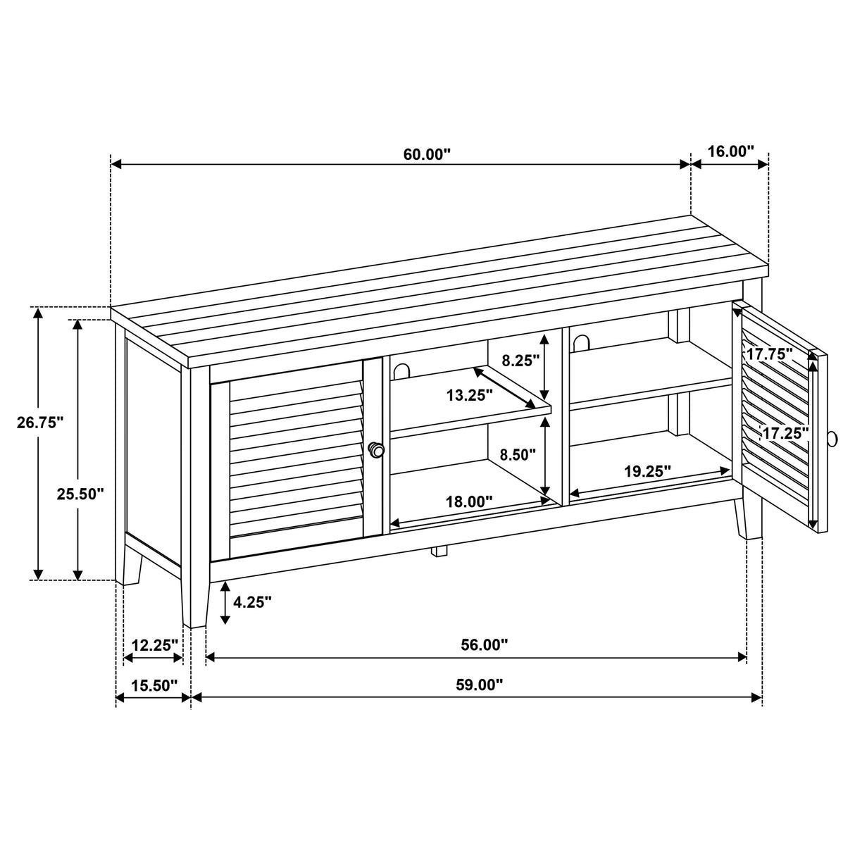 Concord 2-Door 60-Inch TV Stand Console, Distressed Java