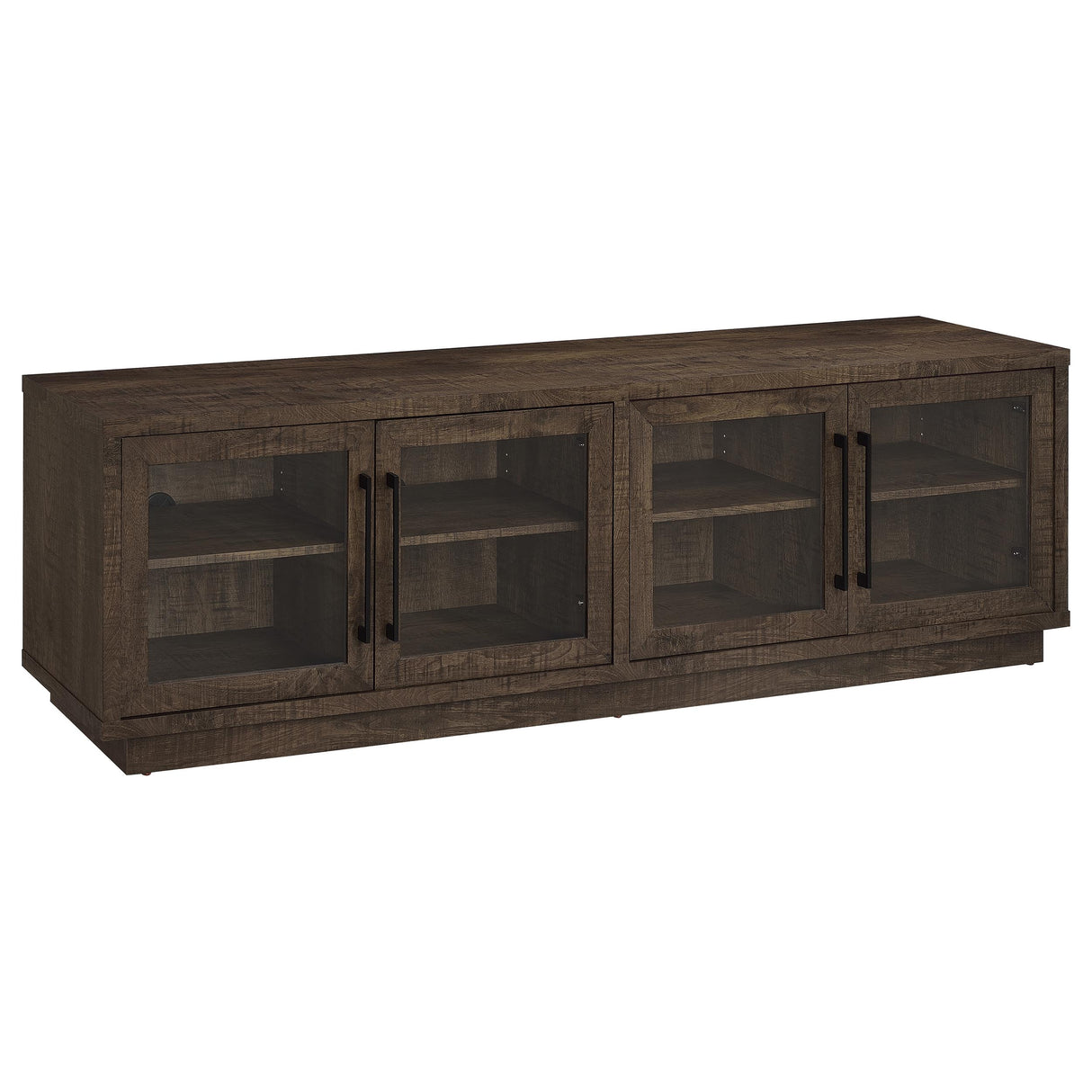 79" TV Stand with Glass Doors in Dark Rustic Mango