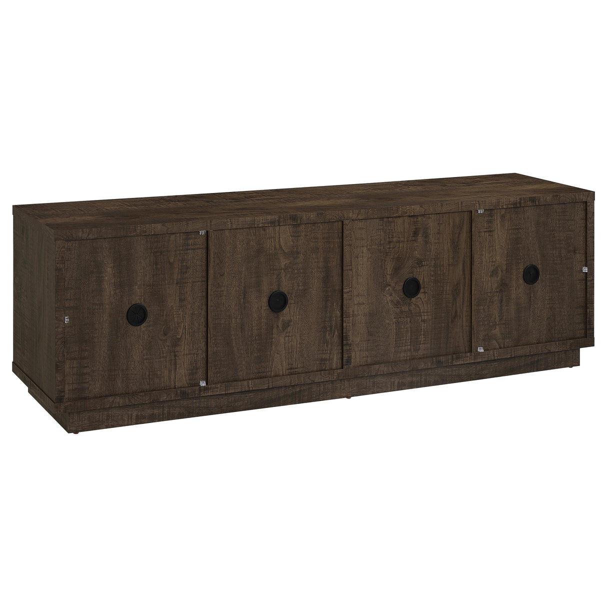 79" TV Stand with Glass Doors in Dark Rustic Mango