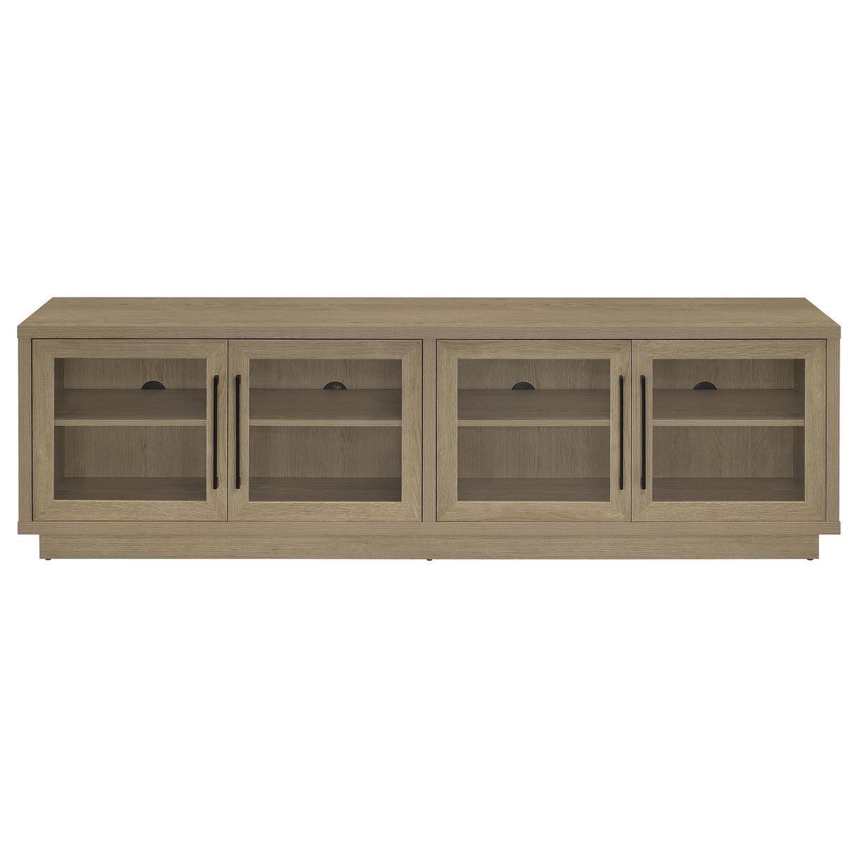 79" Latte Melamine TV Stand with Glass Doors