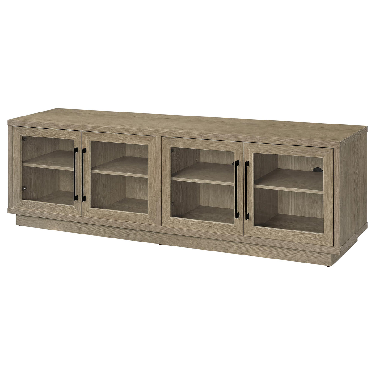 79" Latte Melamine TV Stand with Glass Doors
