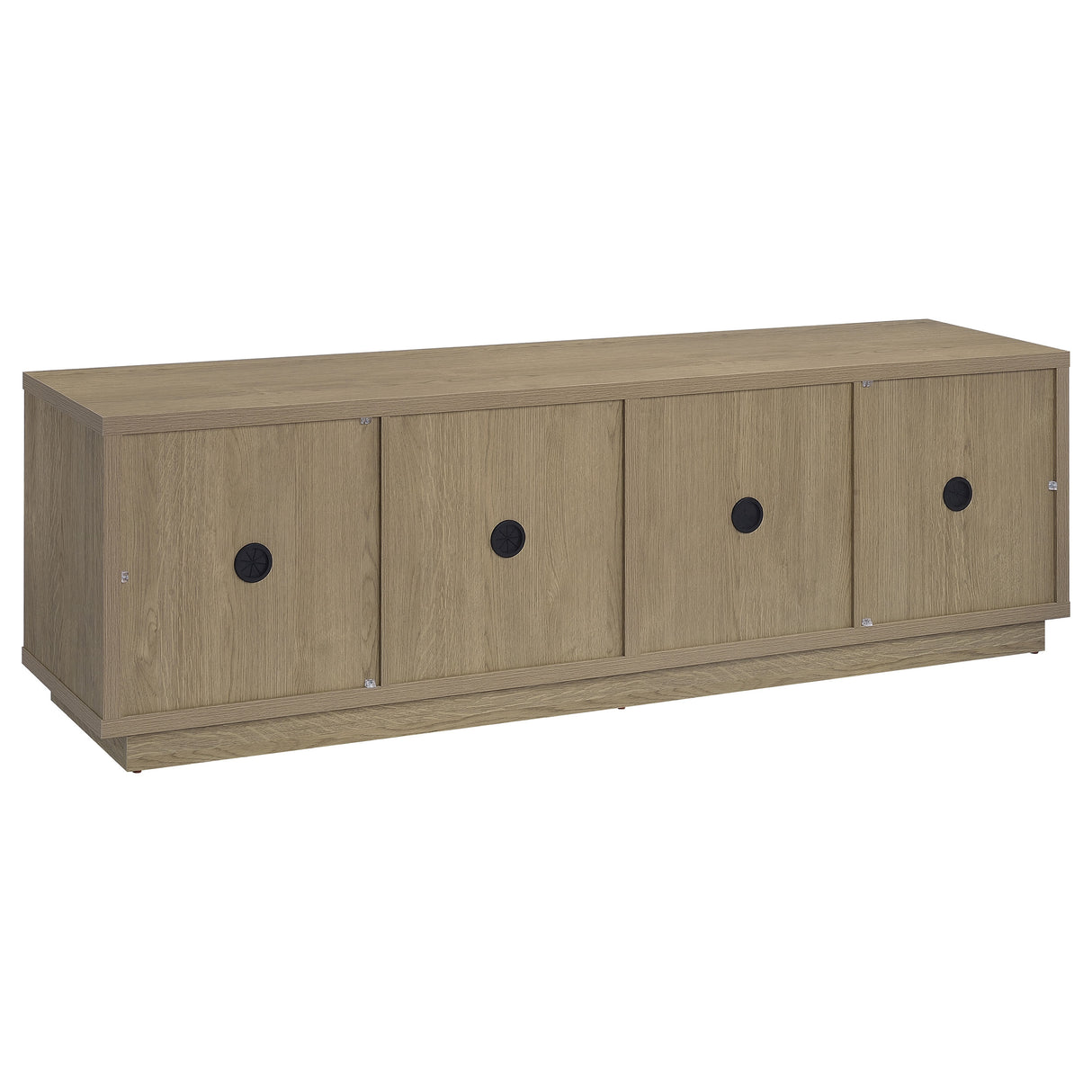 79" Latte Melamine TV Stand with Glass Doors