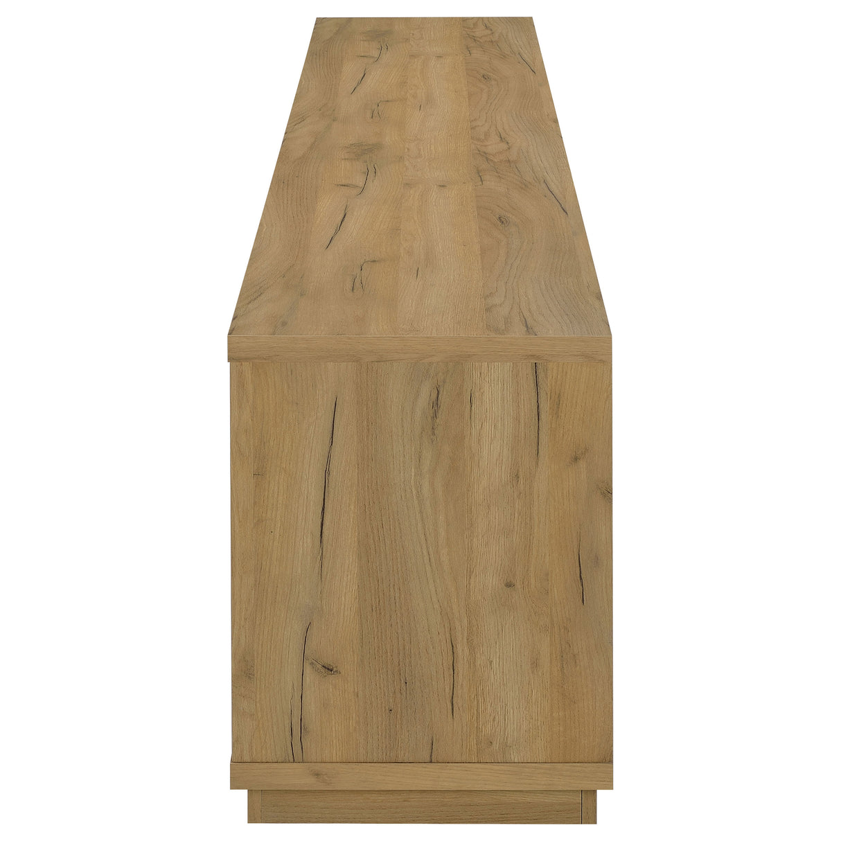 79" Golden Oak TV Stand with Glass Doors and Storage