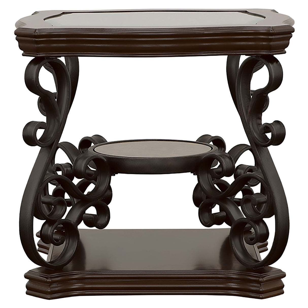 Laney 2-Piece Glass Top Coffee and End Table Set Dark Merlot