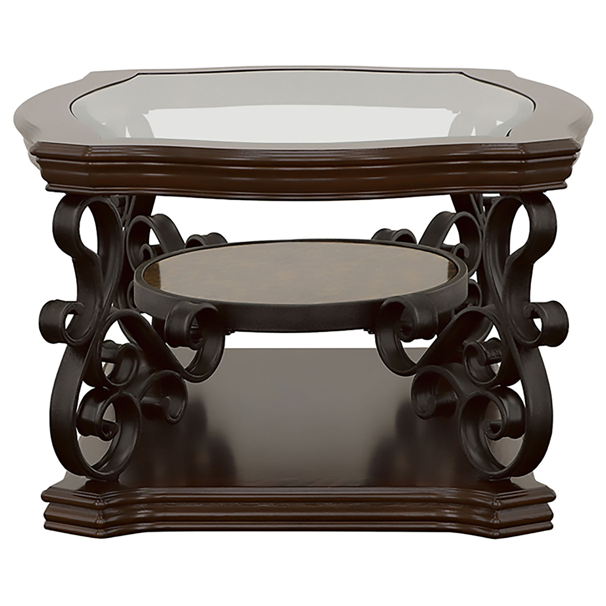 Laney 2-Piece Glass Top Coffee and End Table Set Dark Merlot