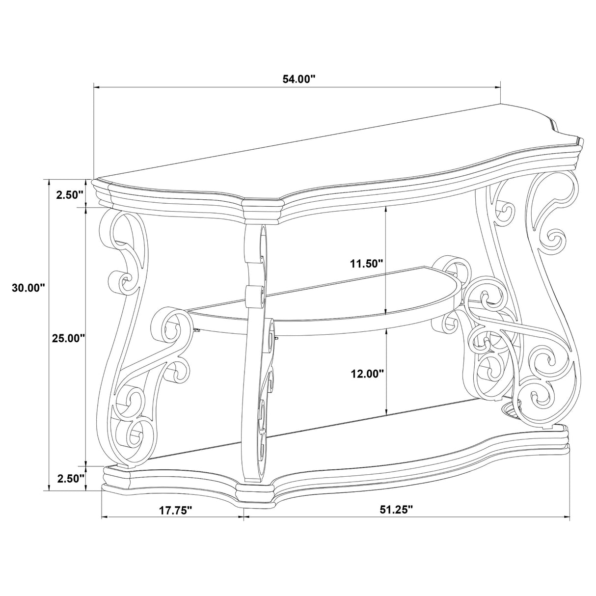 Laney Scrollwork Console Table in Dark Merlot