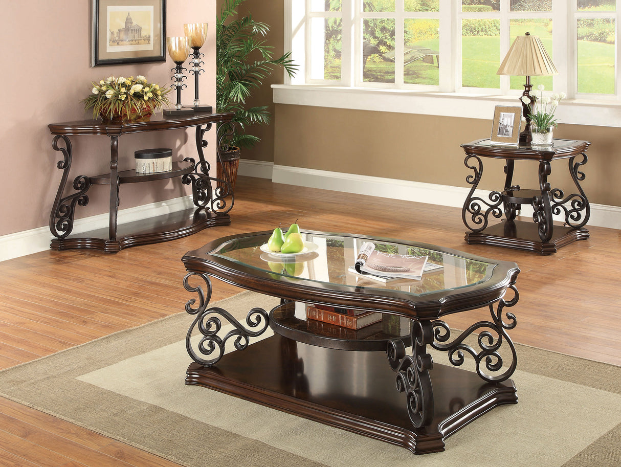 Laney Scrollwork Console Table in Dark Merlot