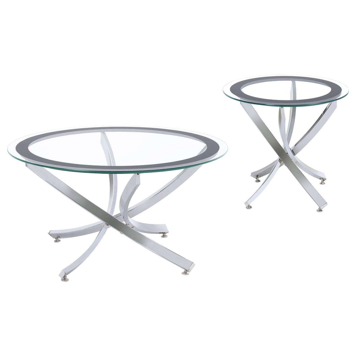 Brooke 2-Piece Round Coffee and End Table Set, Chrome